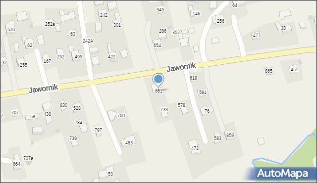 Jawornik, Jawornik, 661, mapa Jawornik