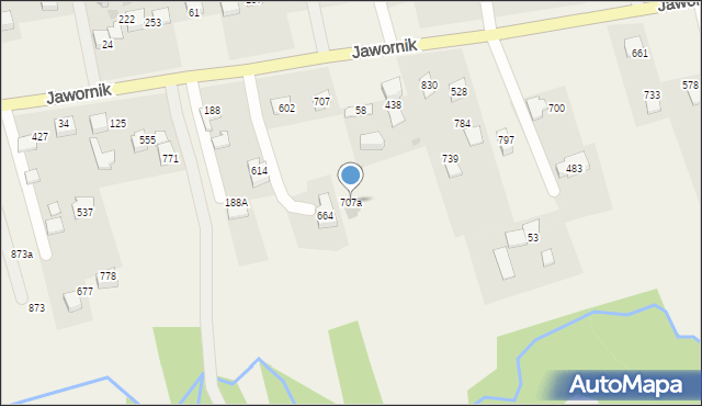 Jawornik, Jawornik, 707a, mapa Jawornik