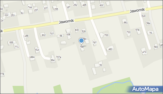 Jawornik, Jawornik, 739, mapa Jawornik