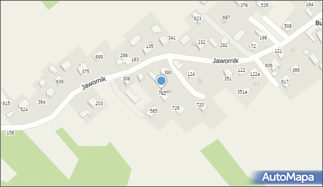 Jawornik, Jawornik, 742, mapa Jawornik