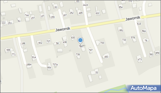 Jawornik, Jawornik, 784, mapa Jawornik