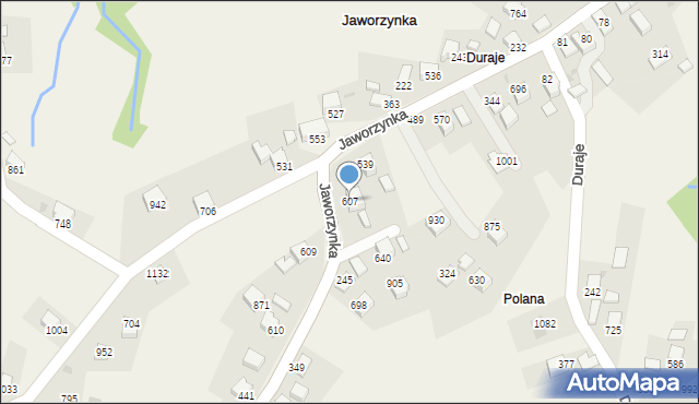 Jaworzynka, Jaworzynka, 607, mapa Jaworzynka