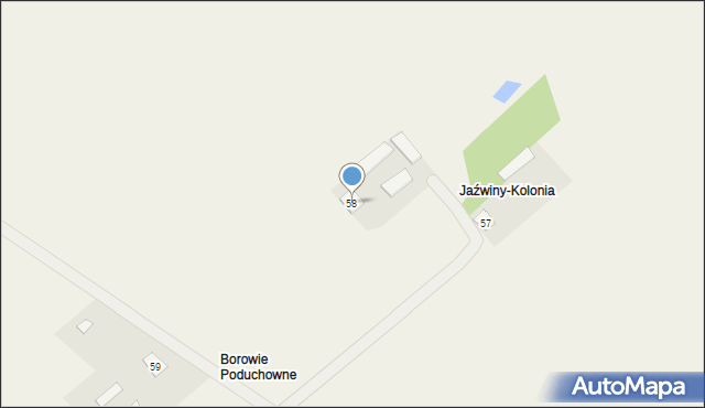 Jaźwiny, Jaźwiny, 58, mapa Jaźwiny