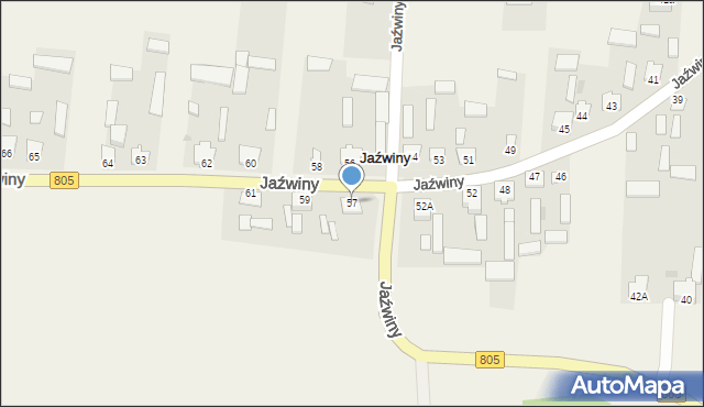 Jaźwiny, Jaźwiny, 57, mapa Jaźwiny