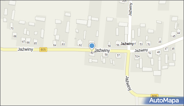 Jaźwiny, Jaźwiny, 61, mapa Jaźwiny