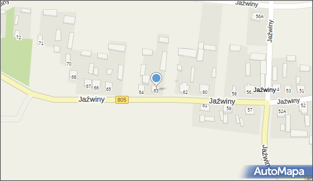 Jaźwiny, Jaźwiny, 63, mapa Jaźwiny