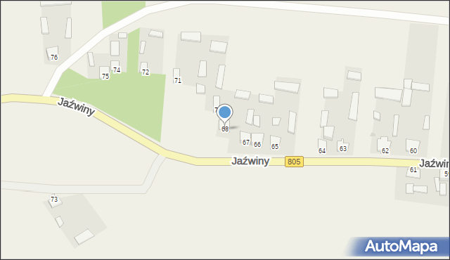 Jaźwiny, Jaźwiny, 68, mapa Jaźwiny