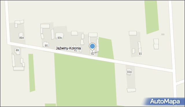 Jaźwiny, Jaźwiny, 92, mapa Jaźwiny