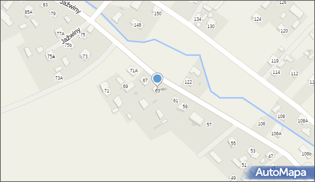 Jaźwiny, Jaźwiny, 63, mapa Jaźwiny