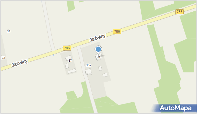 Jaźwiny, Jaźwiny, 36, mapa Jaźwiny