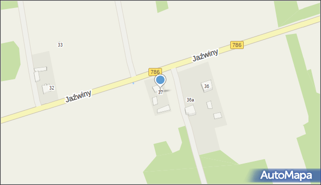 Jaźwiny, Jaźwiny, 37, mapa Jaźwiny