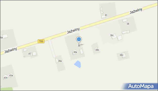 Jaźwiny, Jaźwiny, 39, mapa Jaźwiny