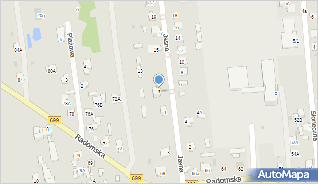 Jedlnia-Letnisko, Jasna, 5, mapa Jedlnia-Letnisko