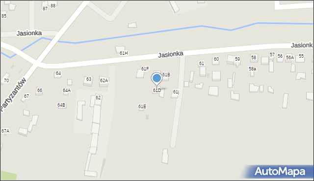 Jędrzejów, Jasionka, 61D, mapa Jędrzejów