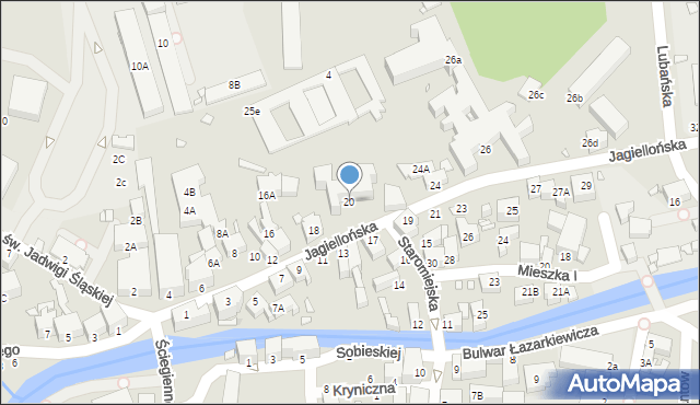 Jelenia Góra, Jagiellońska, 20, mapa Jelenia Góra