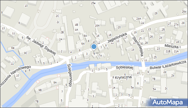 Jelenia Góra, Jagiellońska, 5, mapa Jelenia Góra