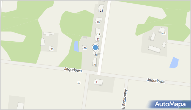 Kąck, Jagodowa, 8, mapa Kąck