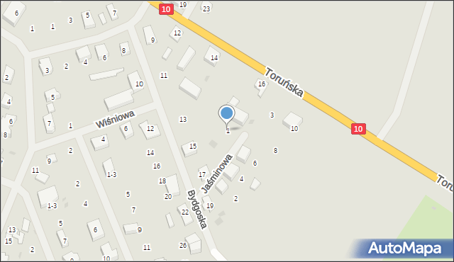 Kalisz Pomorski, Jaśminowa, 1, mapa Kalisz Pomorski