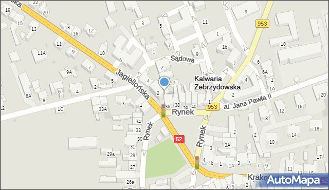 Kalwaria Zebrzydowska, Jagiellońska, 2A, mapa Kalwaria Zebrzydowska