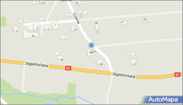 Kalwaria Zebrzydowska, Jagiellońska, 64A, mapa Kalwaria Zebrzydowska