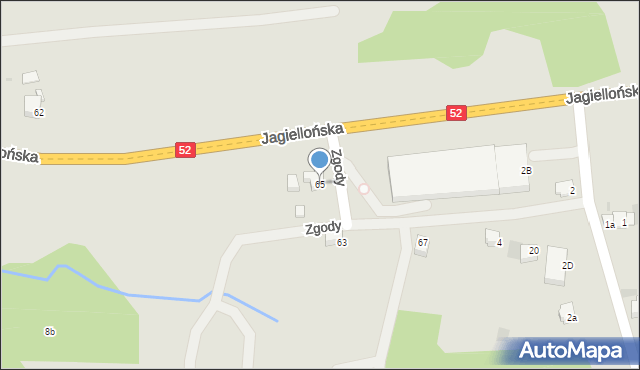 Kalwaria Zebrzydowska, Jagiellońska, 65, mapa Kalwaria Zebrzydowska