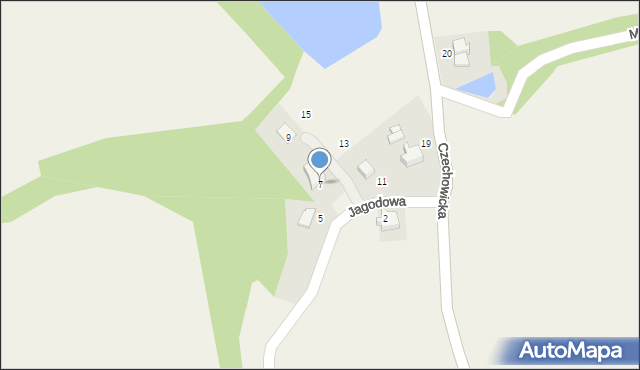 Kaniów, Jagodowa, 7, mapa Kaniów