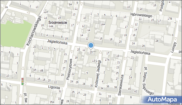 Katowice, Jagiellońska, 13, mapa Katowic