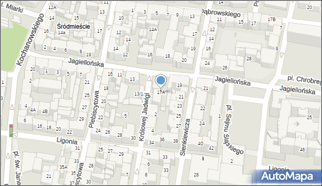 Katowice, Jagiellońska, 17A, mapa Katowic