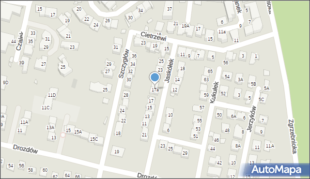 Katowice, Jaskółek, 17a, mapa Katowic