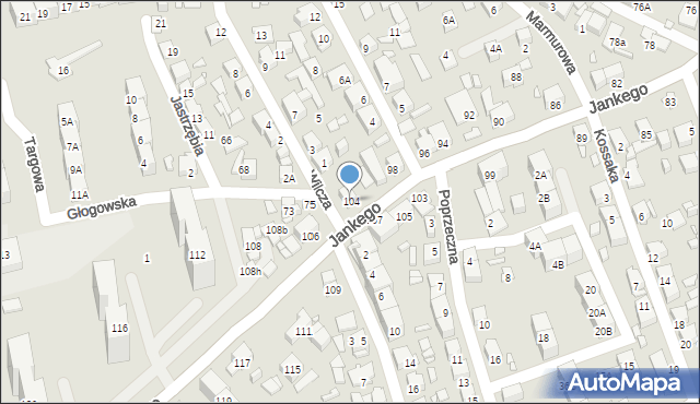 Katowice, Jankego Zygmunta Waltera, gen., 104, mapa Katowic