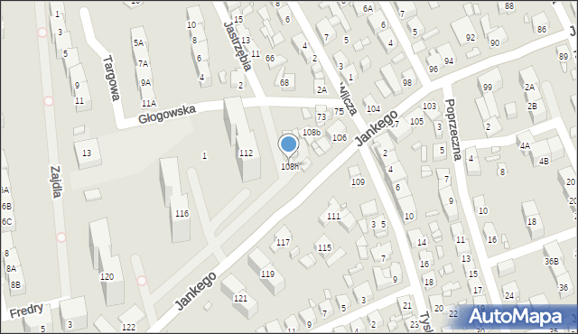 Katowice, Jankego Zygmunta Waltera, gen., 108h, mapa Katowic