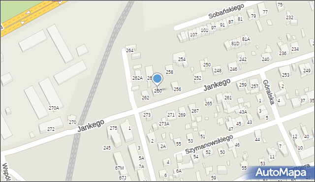 Katowice, Jankego Zygmunta Waltera, gen., 260, mapa Katowic