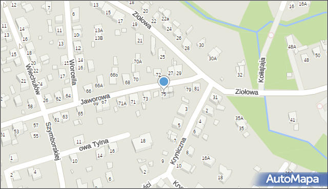 Katowice, Jaworowa, 75, mapa Katowic