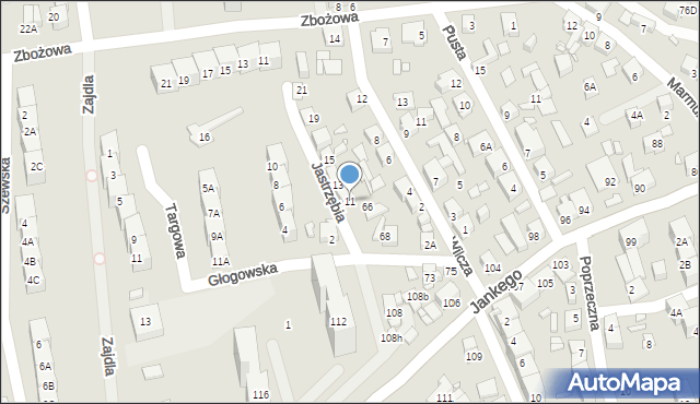 Katowice, Jastrzębia, 11, mapa Katowic