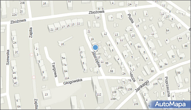 Katowice, Jastrzębia, 13A, mapa Katowic