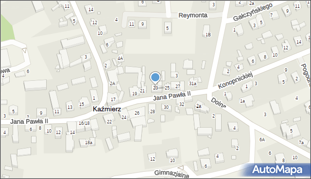 Kaźmierz, Jana Pawła II, 23, mapa Kaźmierz