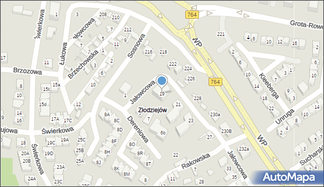 Kielce, Jałowcowa, 19, mapa Kielc