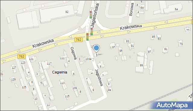 Kielce, Jagodowa, 3, mapa Kielc