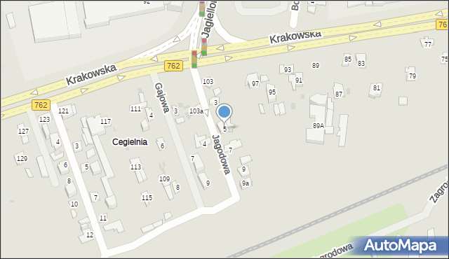 Kielce, Jagodowa, 5, mapa Kielc