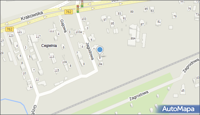 Kielce, Jagodowa, 9, mapa Kielc