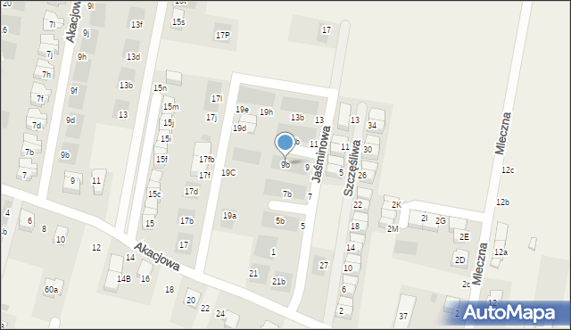 Kiełczów, Jaśminowa, 9b, mapa Kiełczów