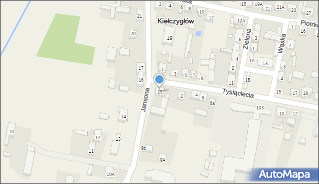 Kiełczygłów, Jansona Józefa, ks., 15, mapa Kiełczygłów