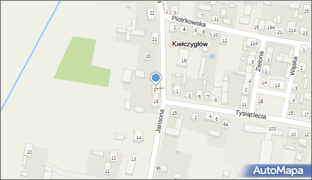 Kiełczygłów, Jansona Józefa, ks., 17, mapa Kiełczygłów