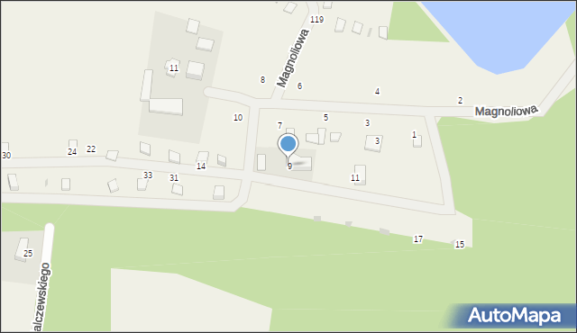 Kielno, Jaśminowa, 9, mapa Kielno