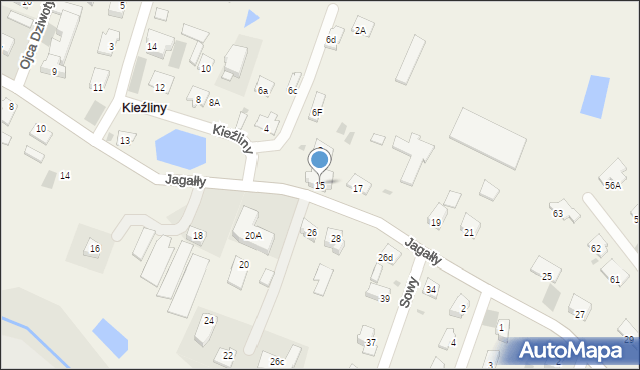 Kieźliny, Jagałły Jakuba, ks., 15, mapa Kieźliny