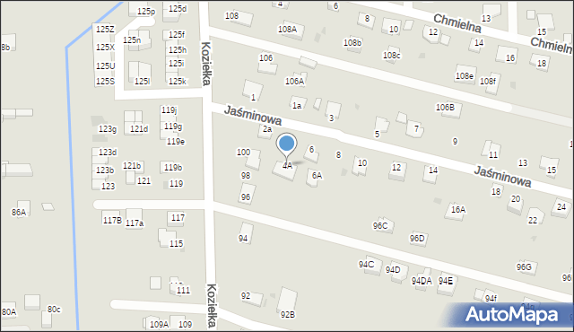 Knurów, Jaśminowa, 4A, mapa Knurów
