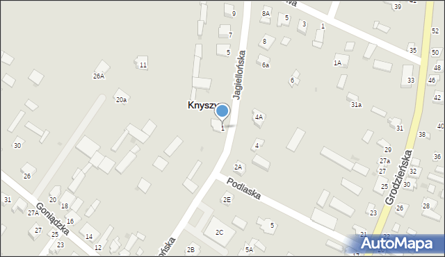 Knyszyn, Jagiellońska, 1, mapa Knyszyn
