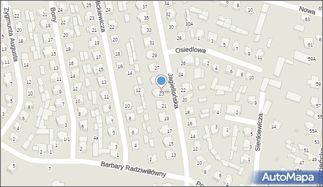 Knyszyn, Jagiellońska, 23, mapa Knyszyn