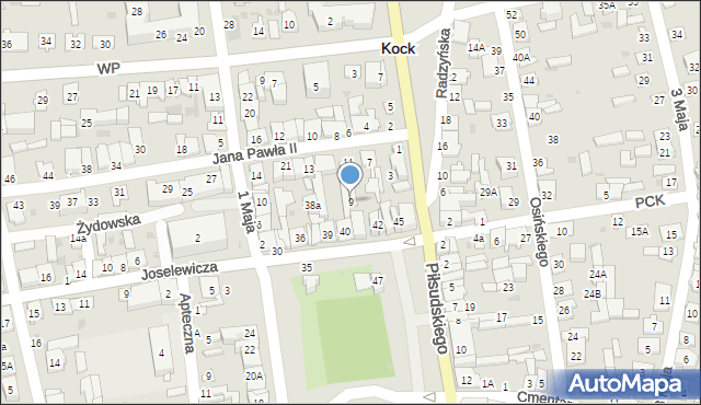 Kock, Jana Pawła II, 9, mapa Kock