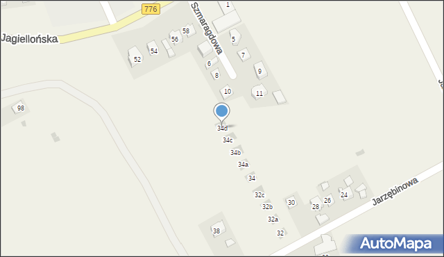 Kocmyrzów, Jarzębinowa, 34d, mapa Kocmyrzów